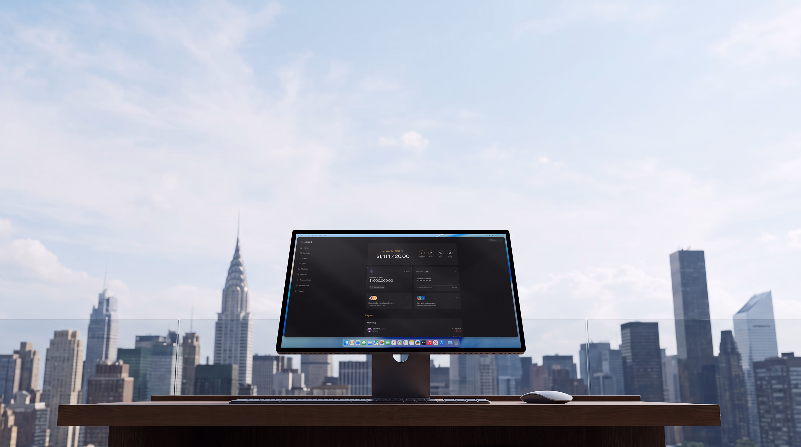 Ether.fi Business dashboard overlooking New York City